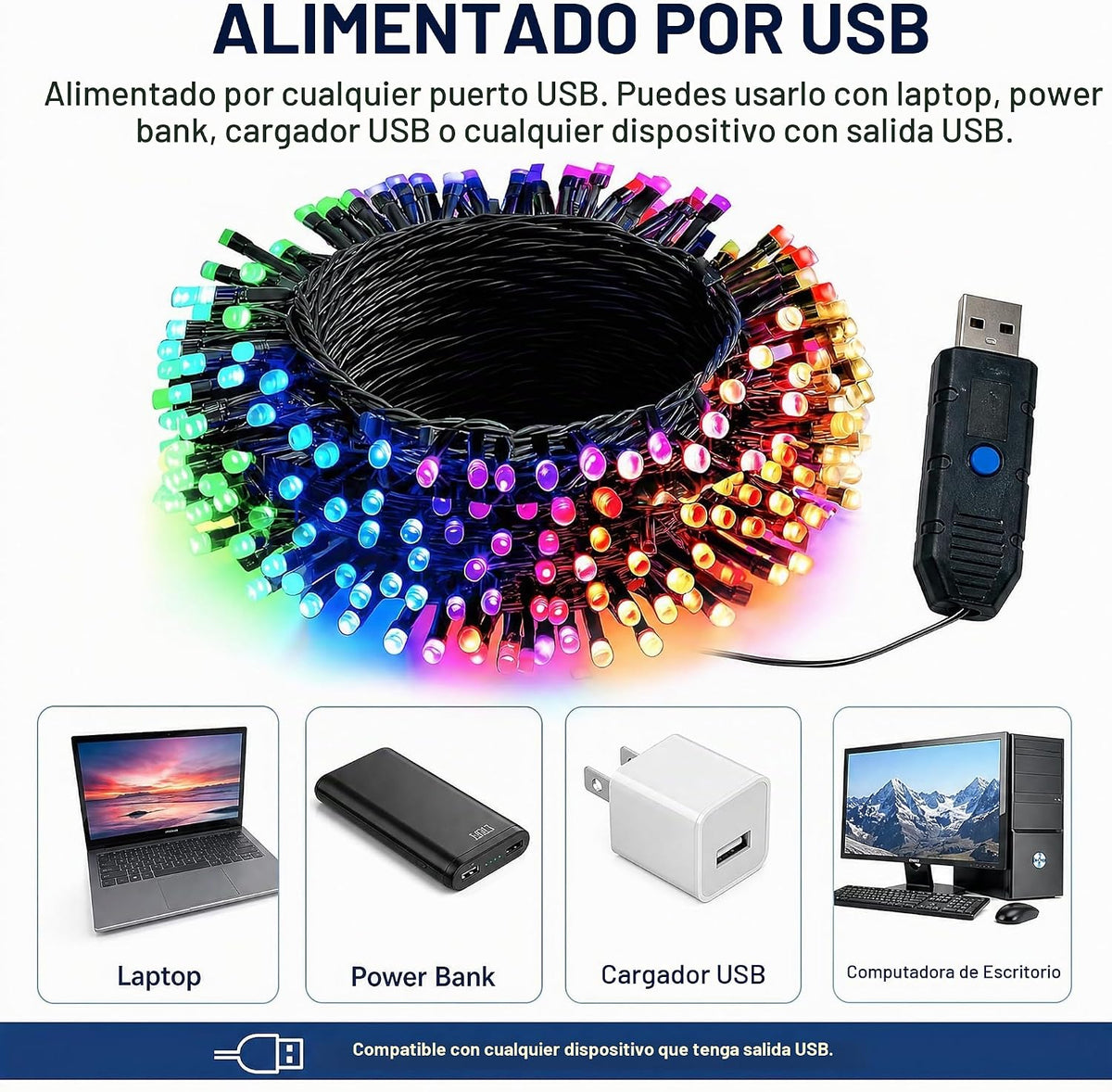 Dazzle Bright 33FT 100 luces LED que cambian de color para Navidad...