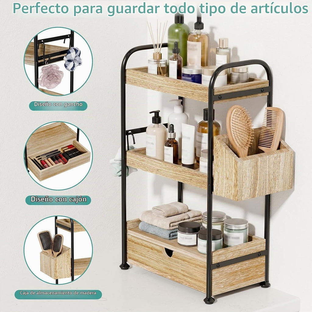 Kottwca Organizador de encimera de baño de 3 niveles con cajón, est...