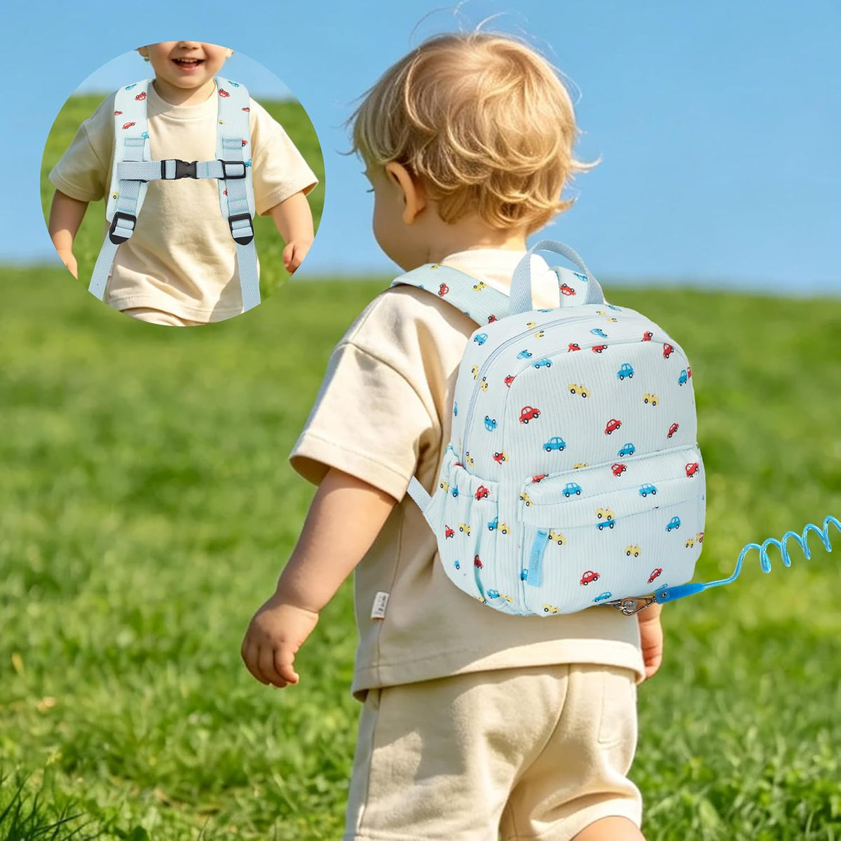 KingCheer Mochila de pana para niños pequeños con correa desmontabl...
