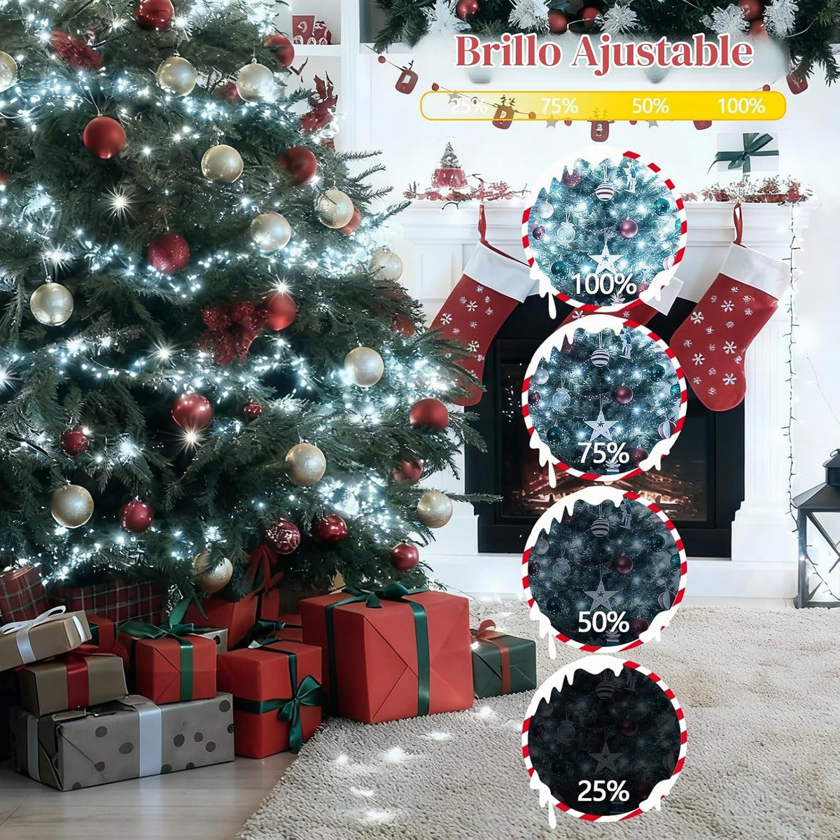 Guirnalda de luces navideñas con control por voz de 88 pies y 240 L...