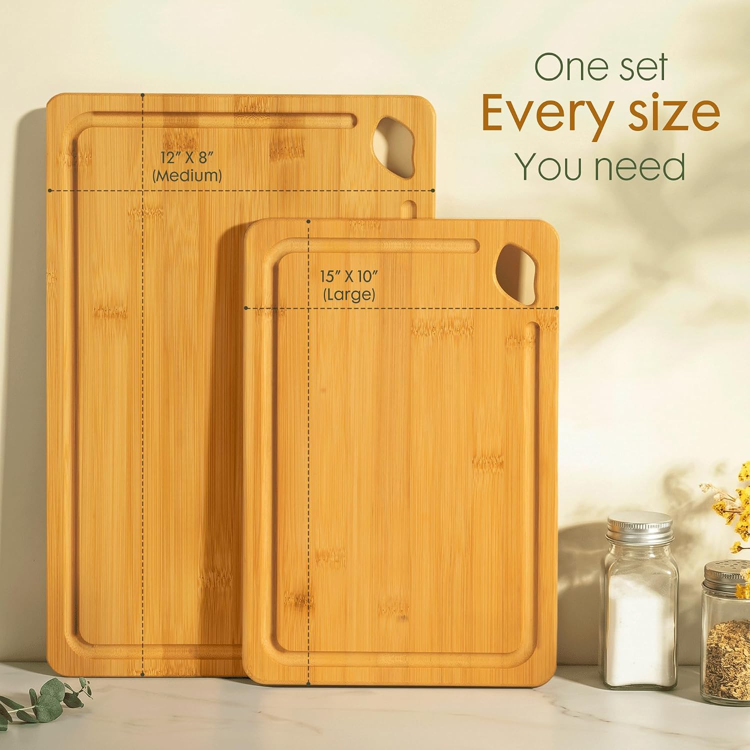 Astercook Nature - Tablas de cortar de bambú para cocina con soport...