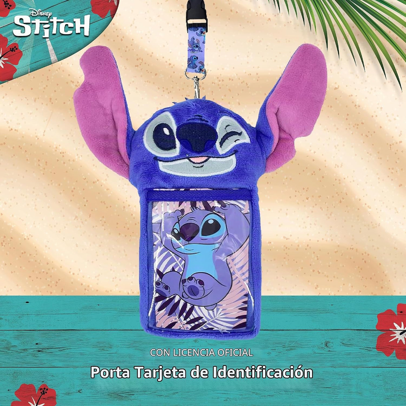 Disney Cordón de felpa de puntada, tarjetero de identificación y ta...