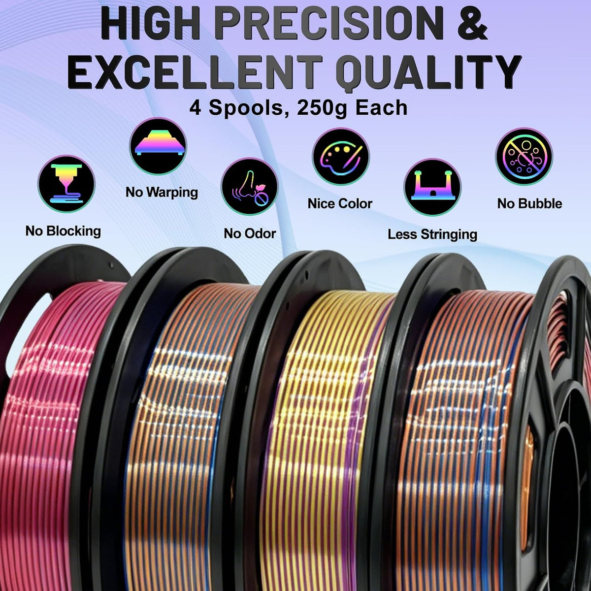Colourbing Paquete de filamentos para impresora 3D Silk PLA+, brill...