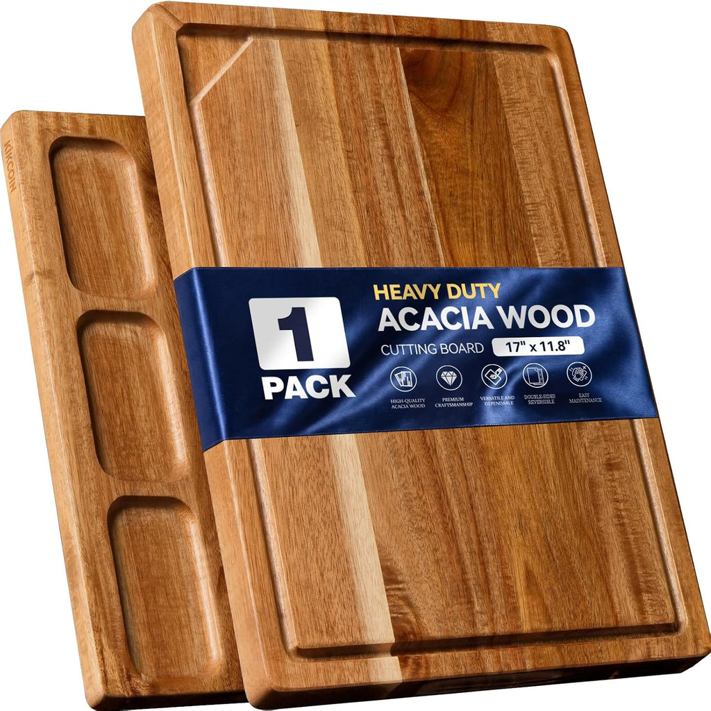 Kikcoin Tabla de cortar de madera de acacia para cocina, tabla de c...