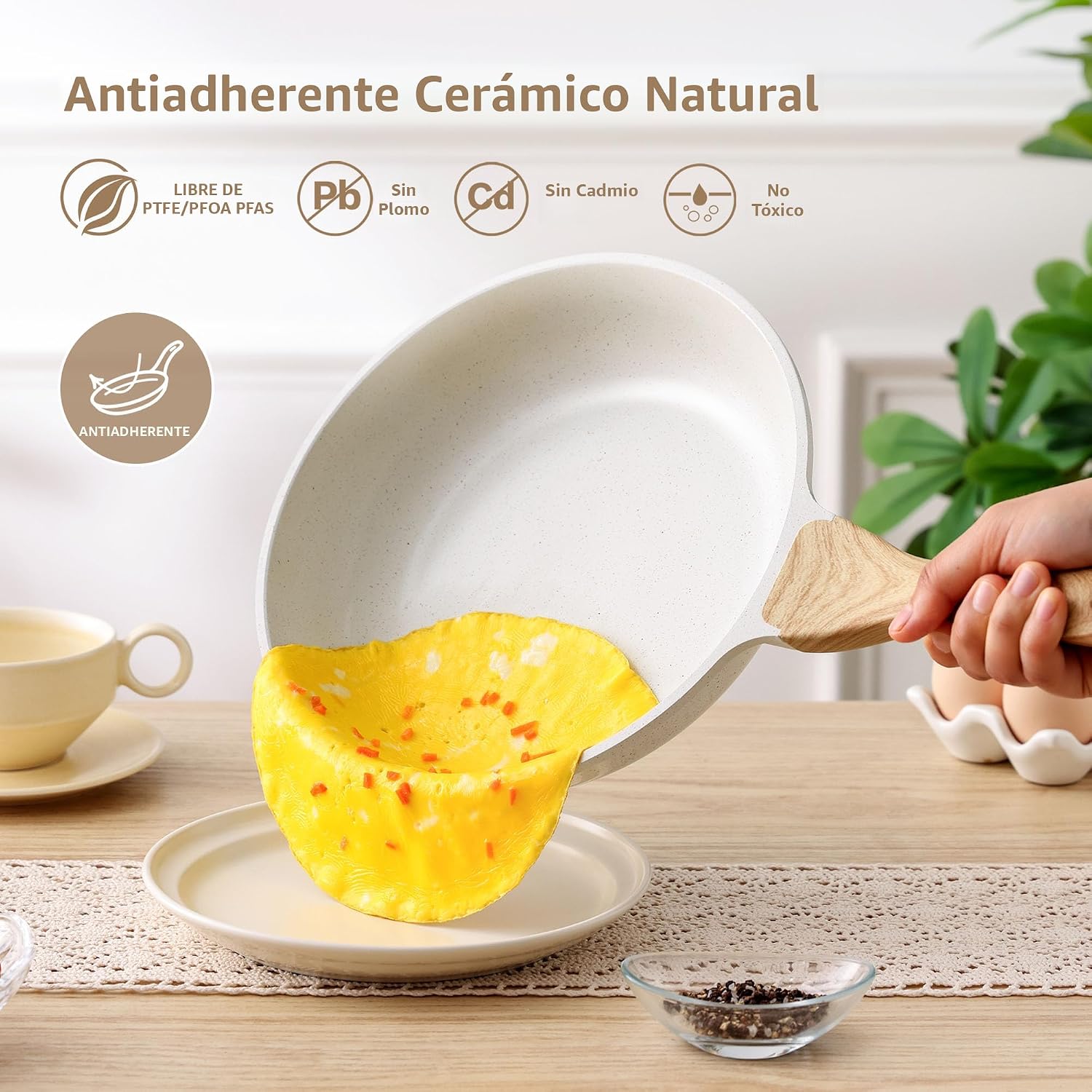 SENSARTE Juego de utensilios de cocina de cerámica antiadherente de...