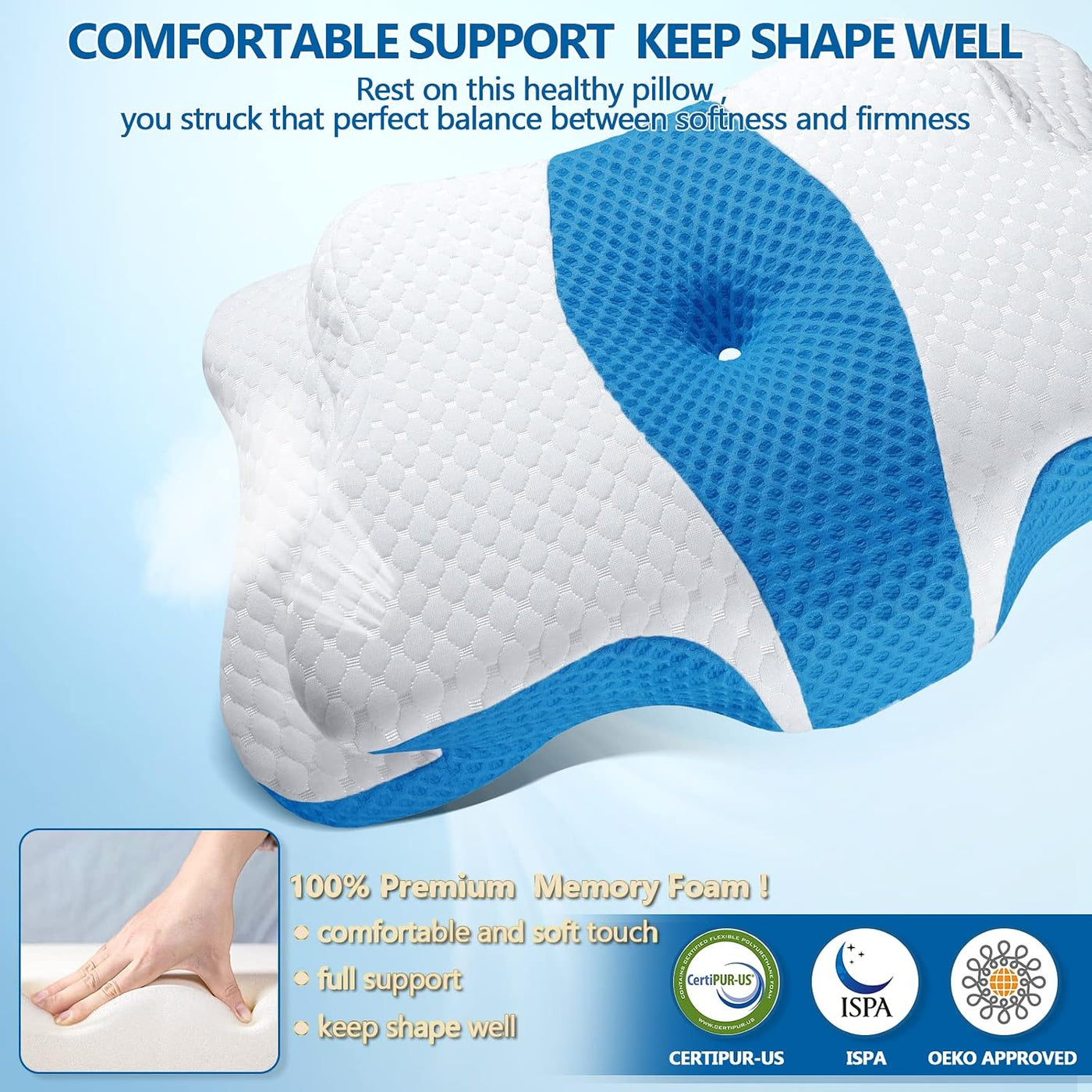 CHxxy Almohadas de espuma viscoelástica, almohada cervical para ali...