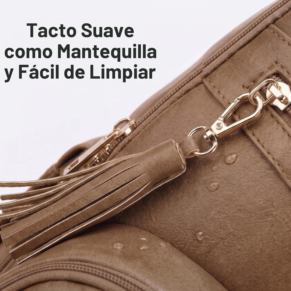 ROSEGIN Mochila para Pañales de Cuero Vegano Premium con Cambiador...