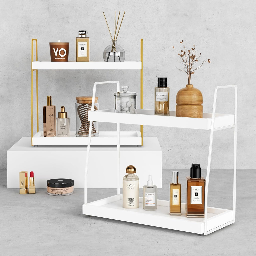 Forbena Organizador de Encimera de Baño Blanco de 2 Niveles, Organi...