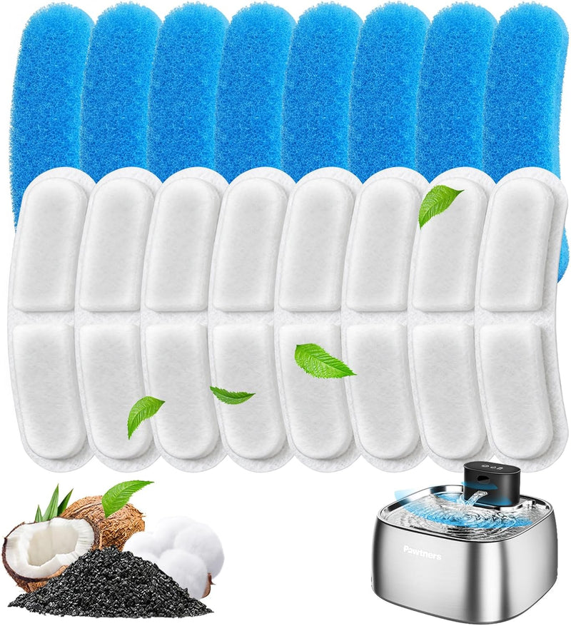 Pawtners Paquete de 8 filtros de repuesto para fuente de agua para...