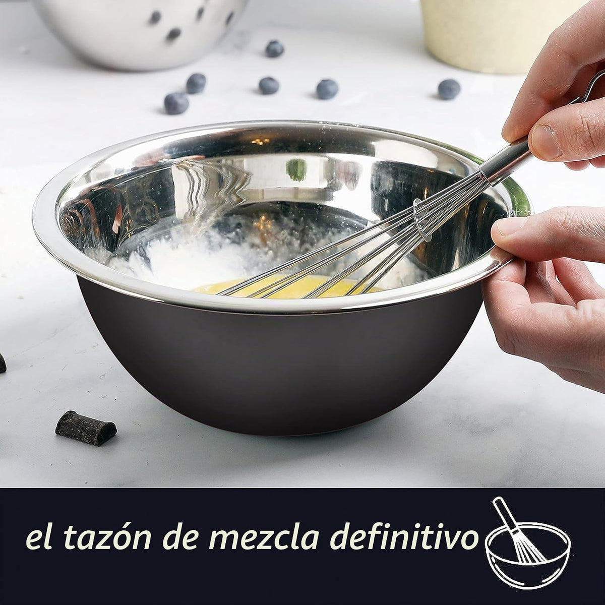 WHYSKO - Juego de tazones de acero inoxidable para preparación de a...