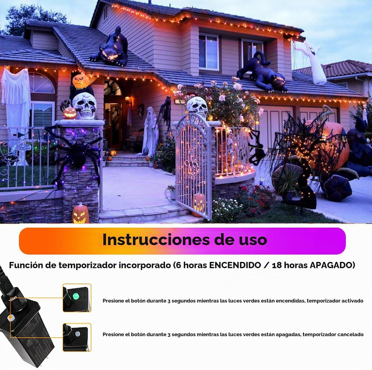 Guirnalda de 200 luces LED conectables con control remoto, luces de...
