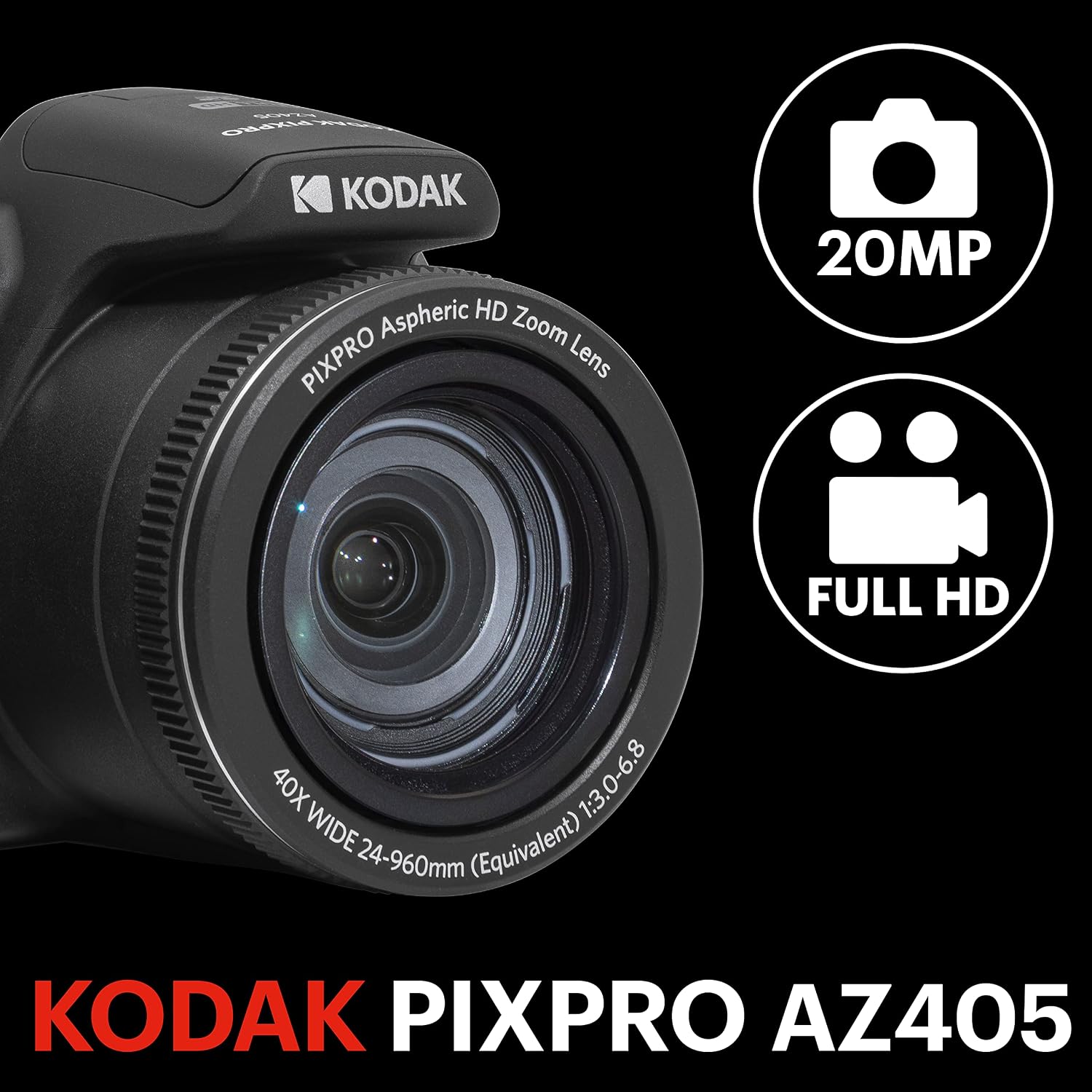 KODAK PIXPRO AZ405 - Cámara digital de 20 MP, zoom óptico 40x, AA,...