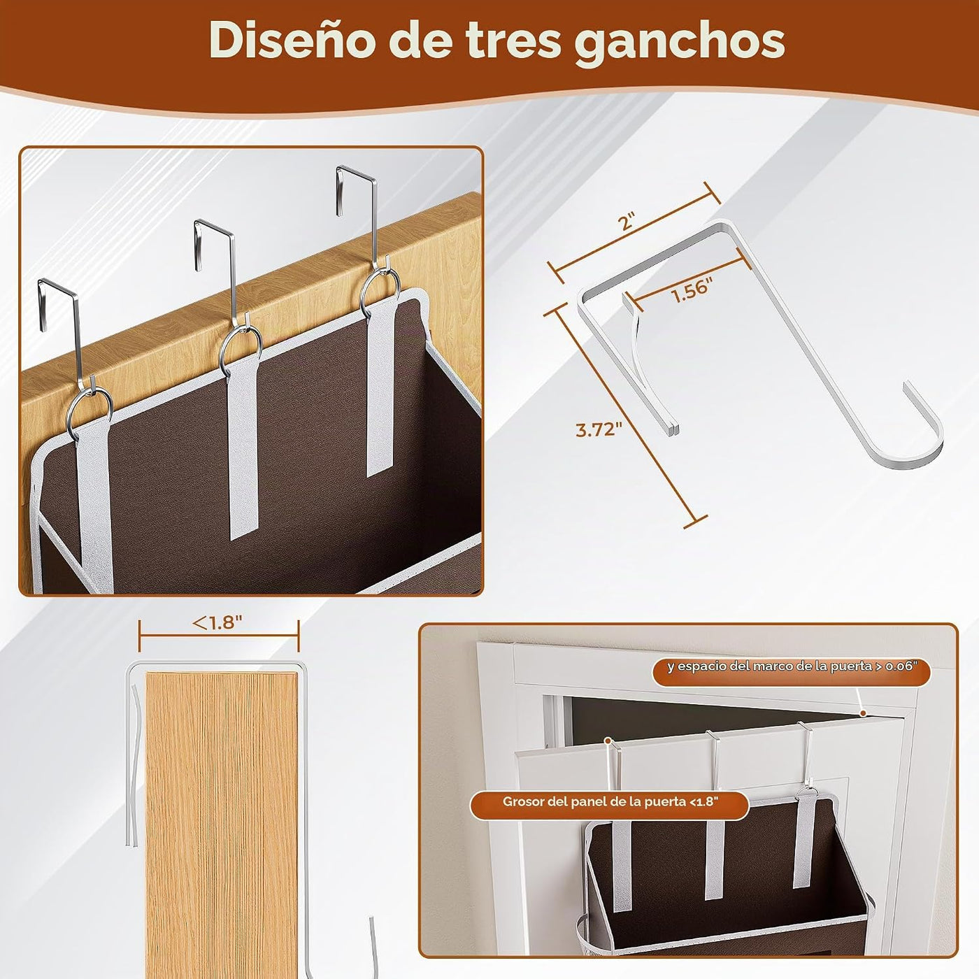 Organizador de almacenamiento de 5 niveles sobre la puerta con 10 b...