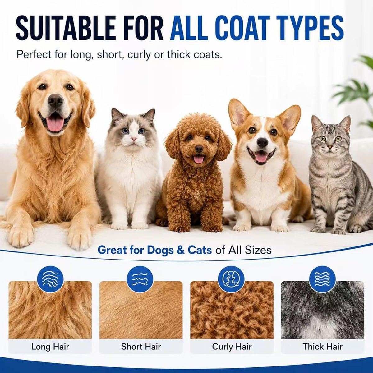 KIVMTAR Deshedding - Cepillo para perros, rastrillo 3 en 1 para per...