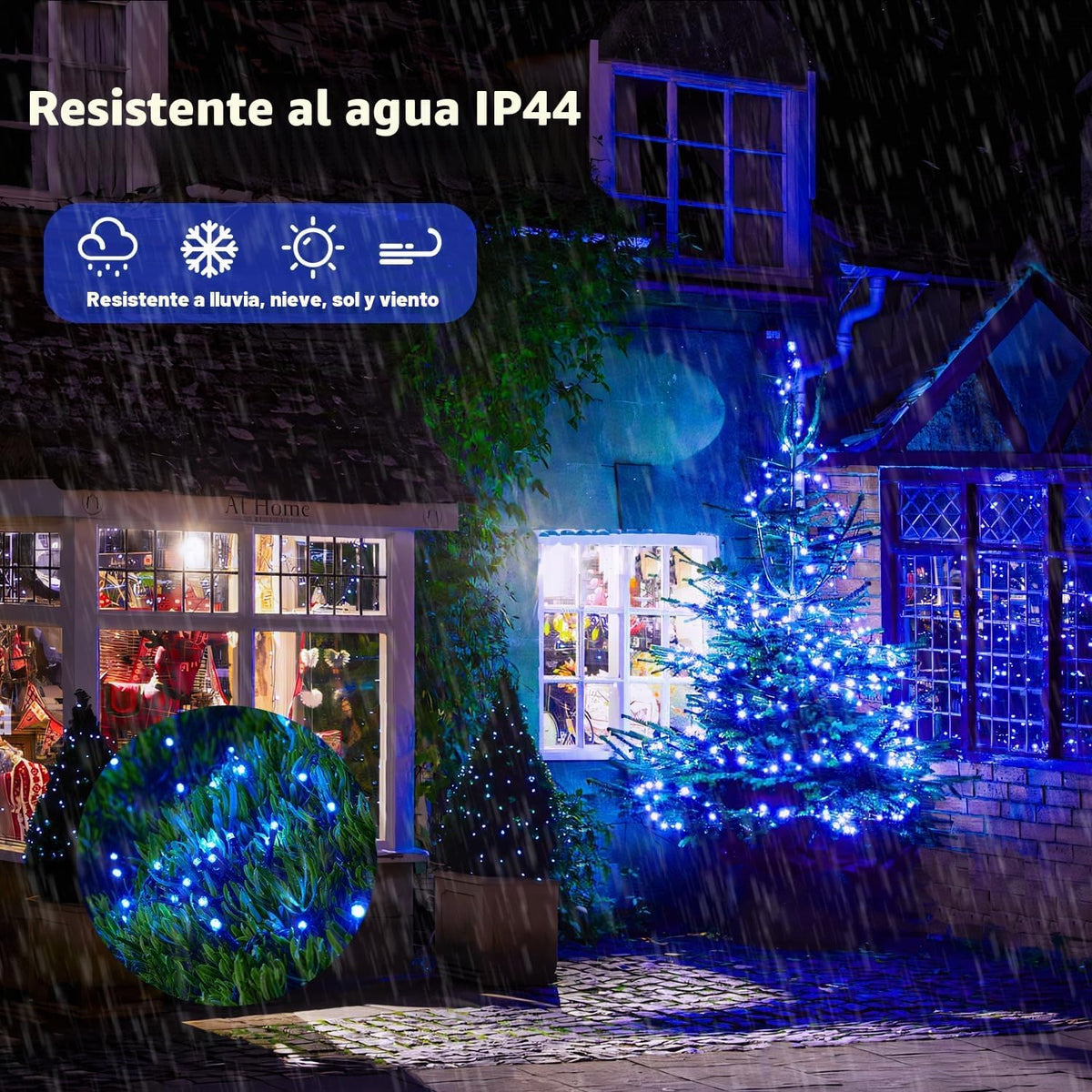 JMEXSUSS - 250 luces LED de Navidad azules conectables, luces de ca...