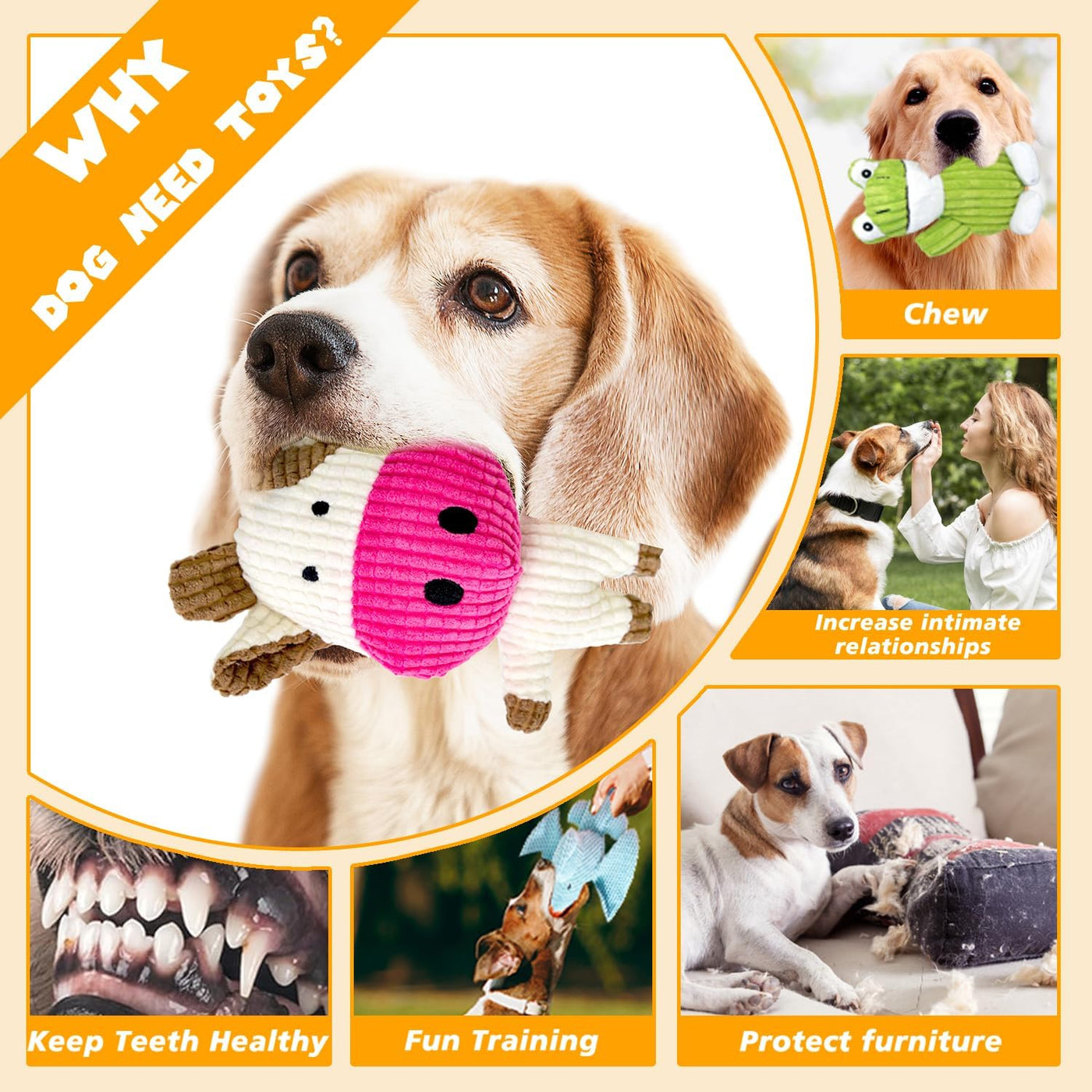 MRSOHRET Paquete de 5 juguetes chirriantes para perros, juguetes de...