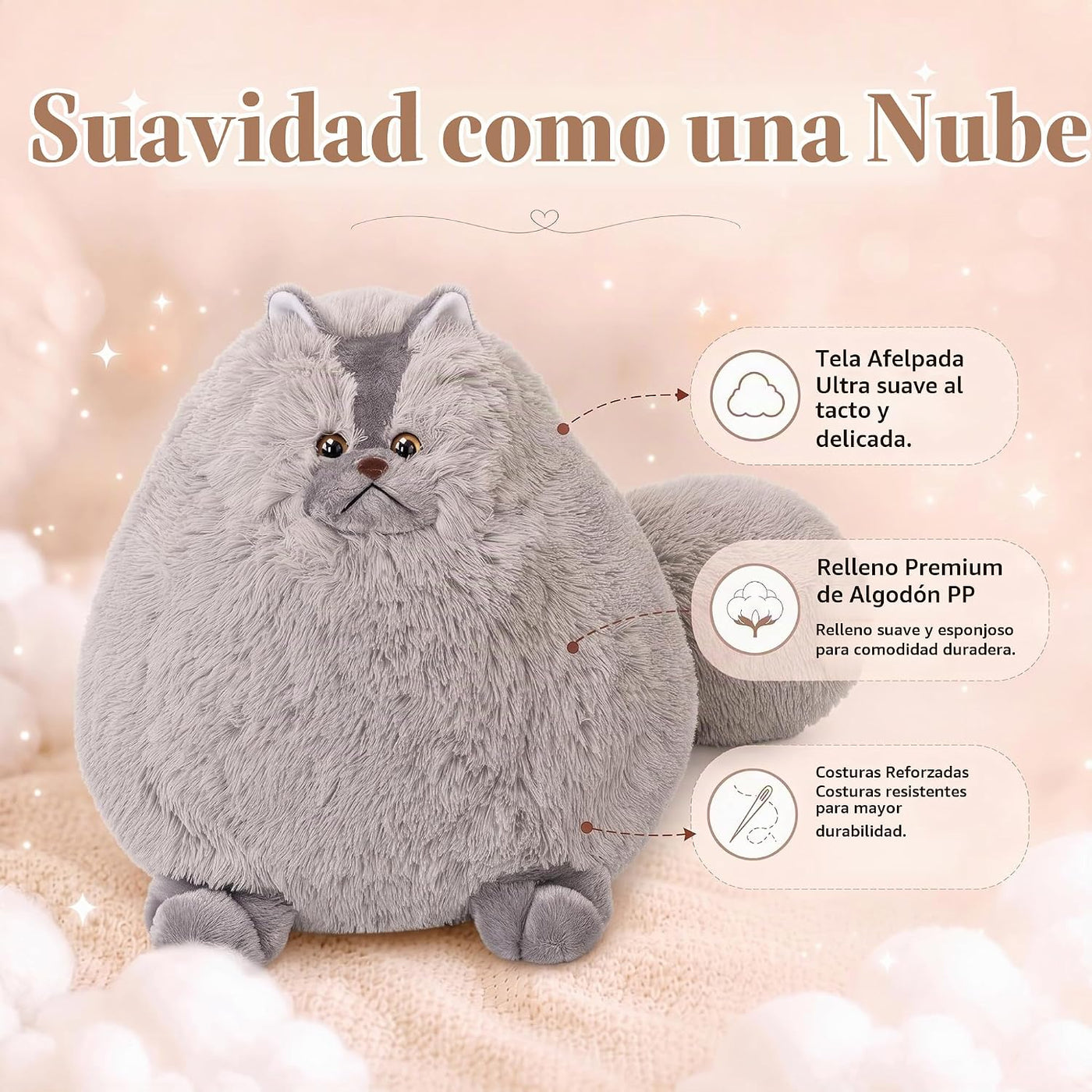 Winsterch - Peluche de gato gris gigante, 20 pulgadas | Lindo jugue...