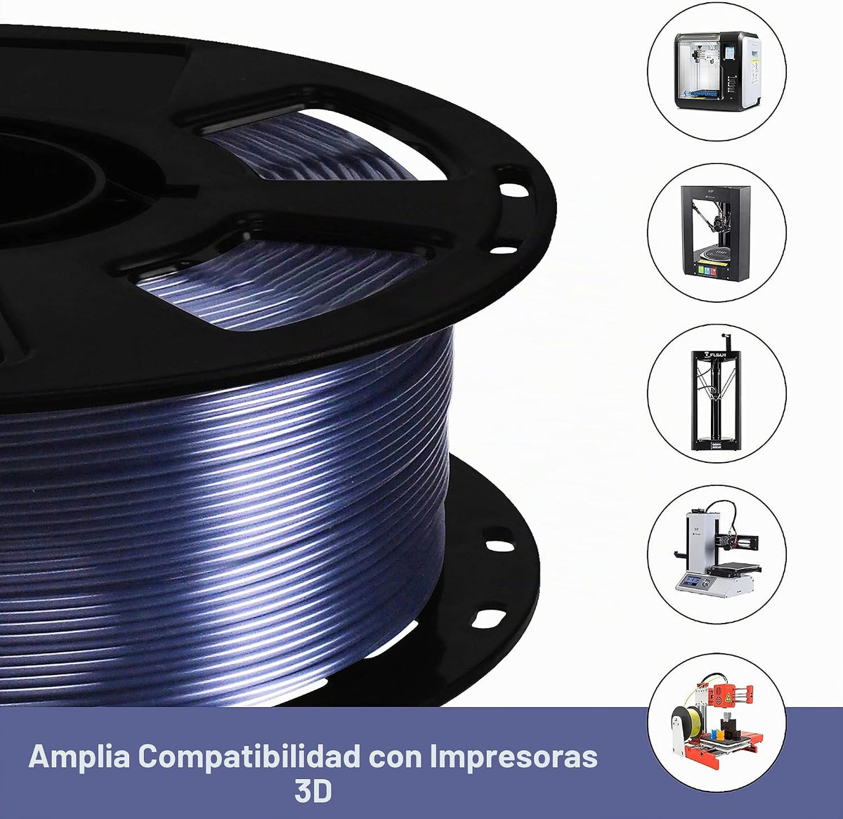 Bblife - Filamento PLA de color negro, 1\/16 pulgadas, brillante, p...