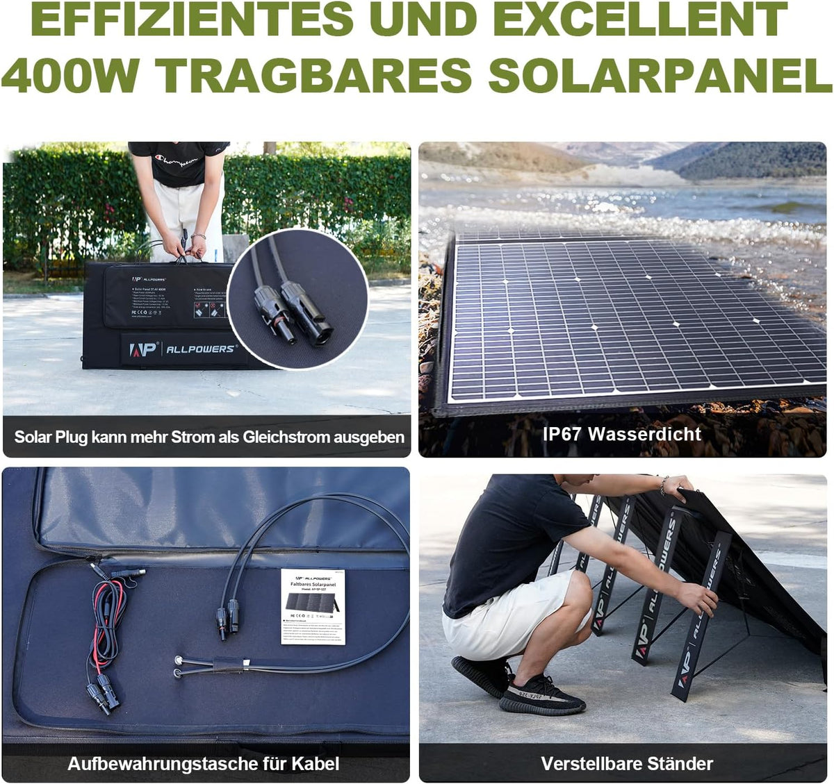 ALLPOWERS SP037 Panel solar portátil de 400 W con soporte ajustable...