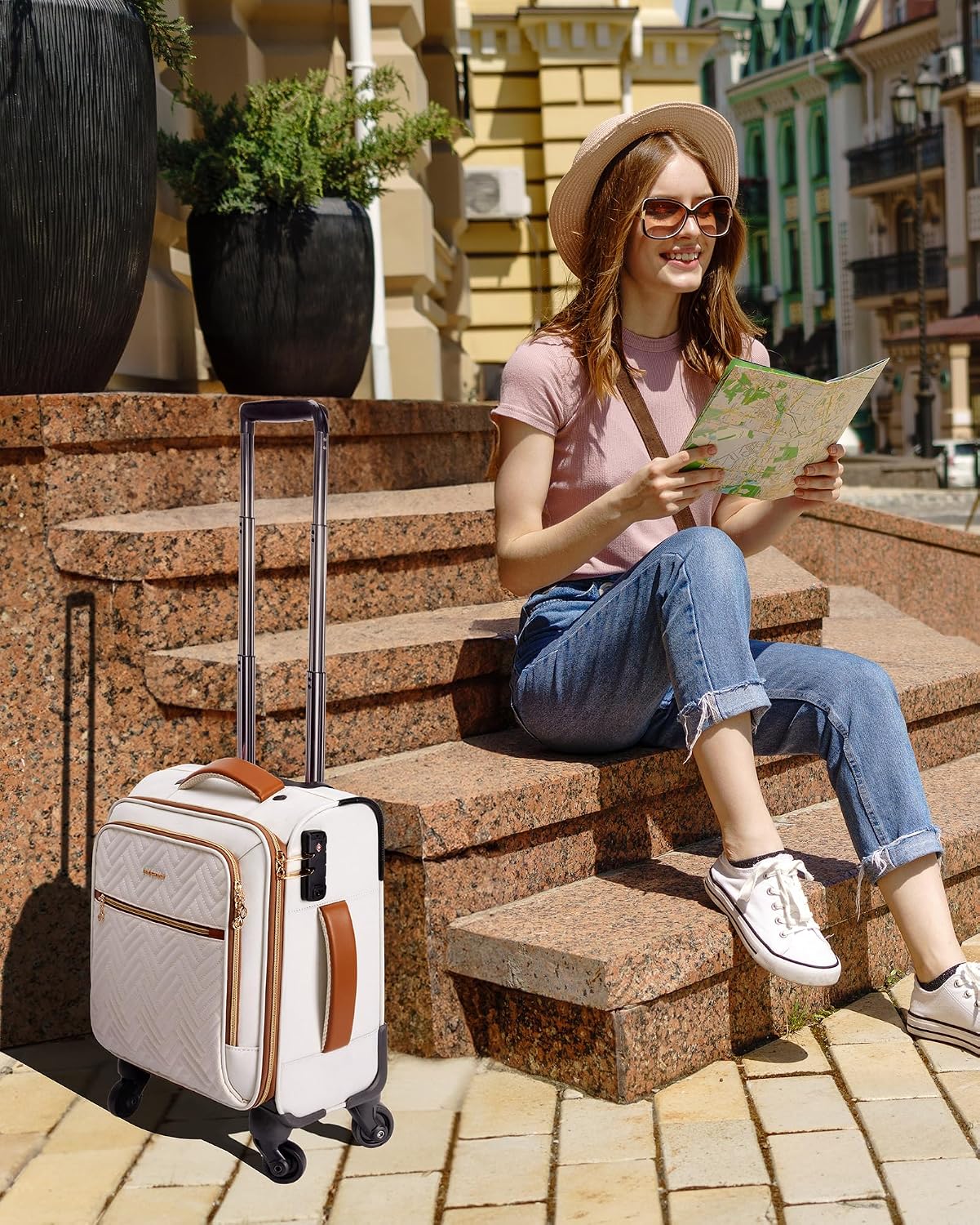 BAGSMART - Maleta de mano para debajo del asiento de 16 pulgadas, c...