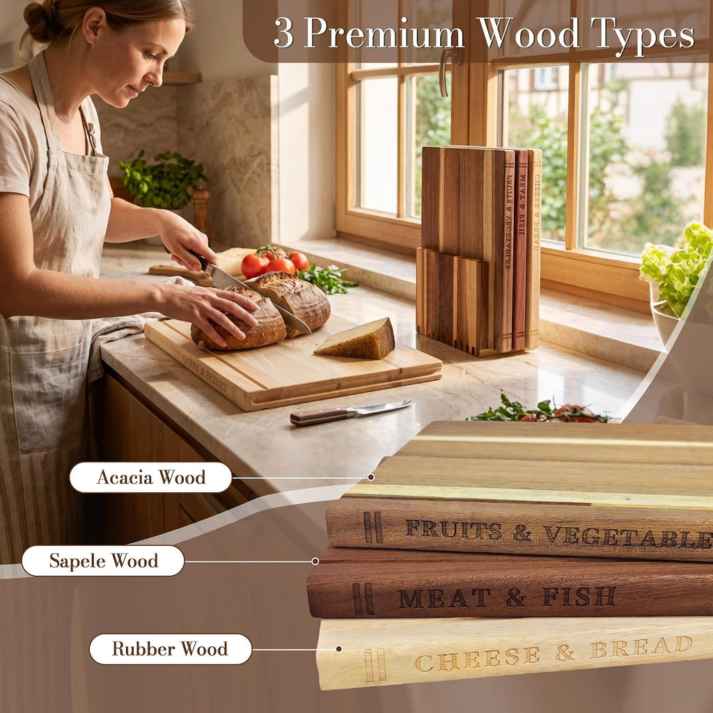 Juego de tablas de cortar de libros para cocina, tabla de cortar de...