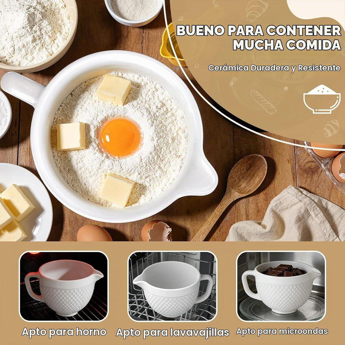 HOZODO - Cuenco mezclador de cerámica para batidoras KitchenAid con...