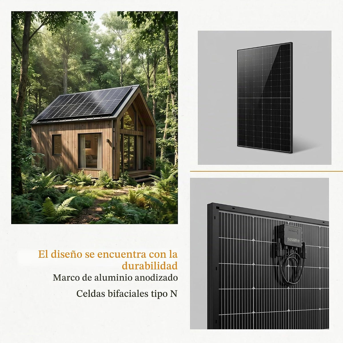 Xilanseek Panel solar bifacial de 400 W, kit de panel solar monocri...