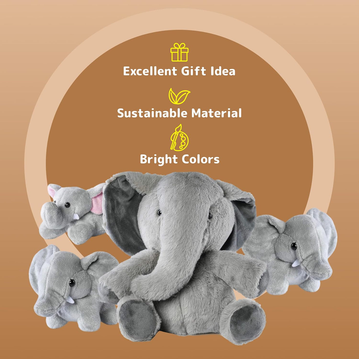 PREXTEX Juguetes de elefante de peluche \u2013 Animal de peluche co...