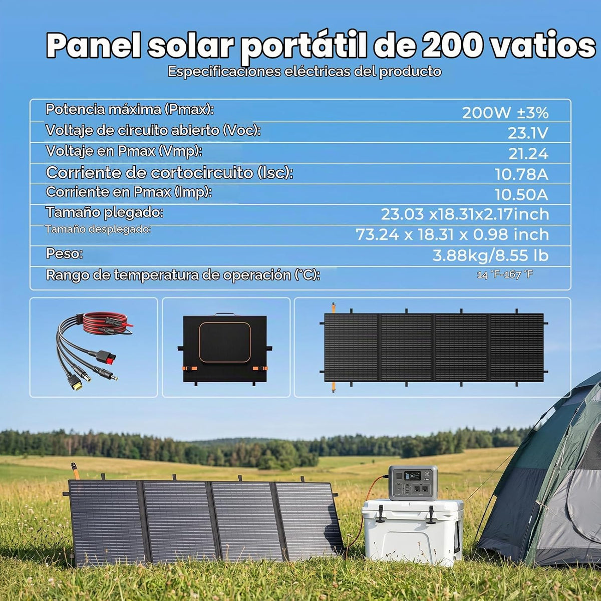 el panel solar portátil 200w, el panel solar plegable de la eficaci...