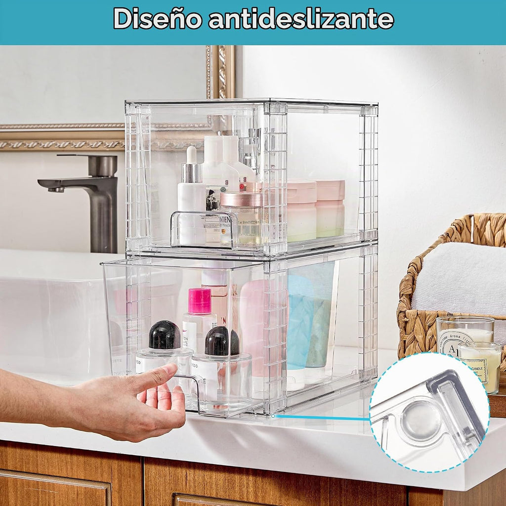Vtopmart - Paquete de 6 cajones de almacenamiento apilables grandes...