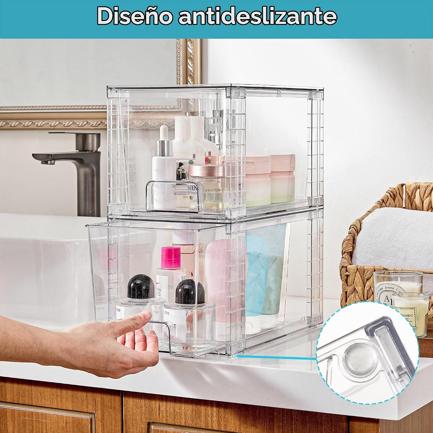 Vtopmart - Paquete de 6 cajones de almacenamiento apilables grandes...