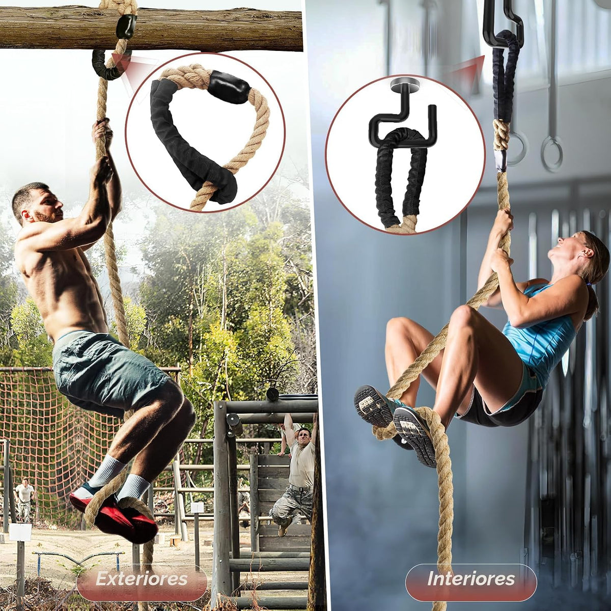 Cuerda de escalada Cuerdas de ejercicio para gimnasio - 1.5 pulgada...