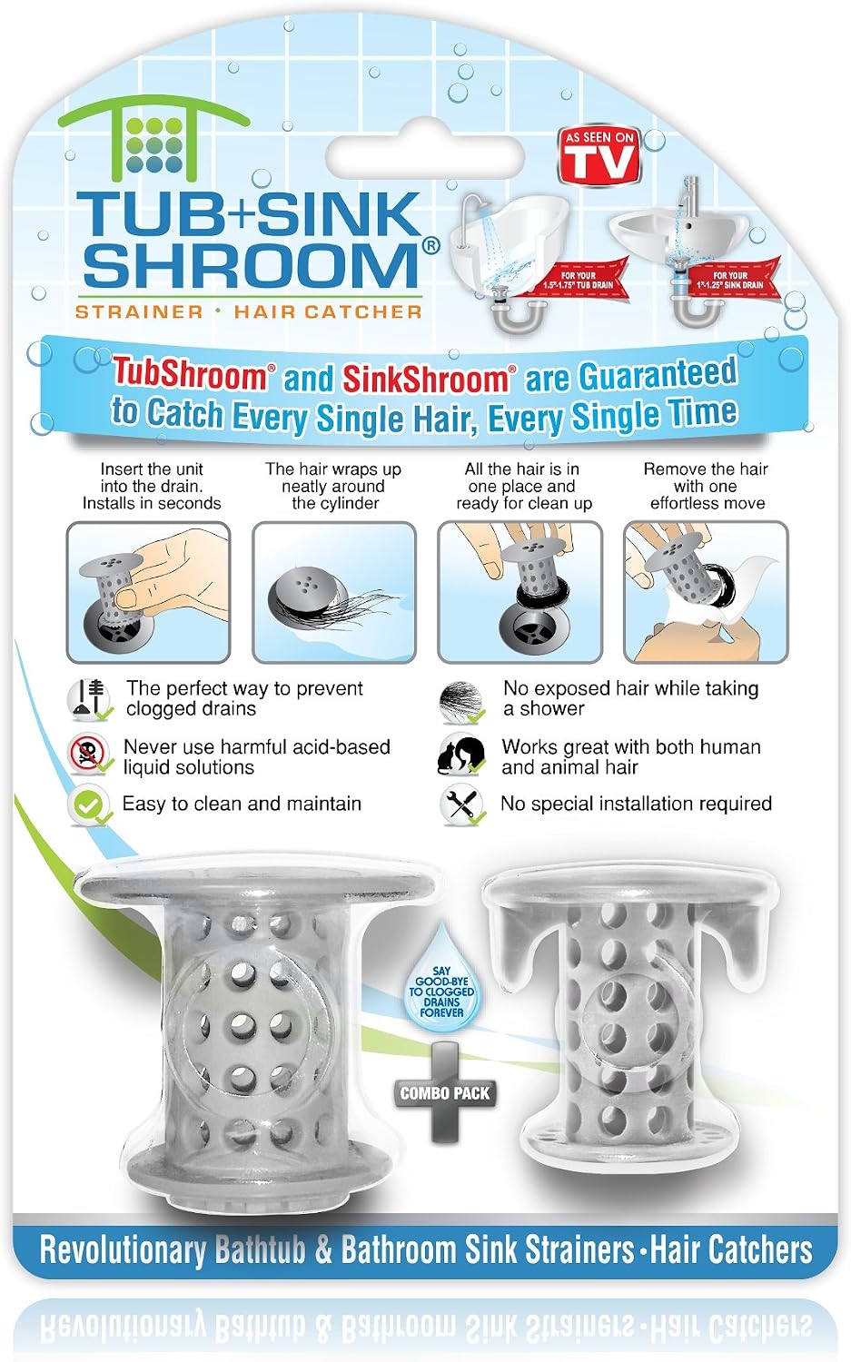 TubShroom y SinkShroom - Protectores de drenaje y atrapapelos para...