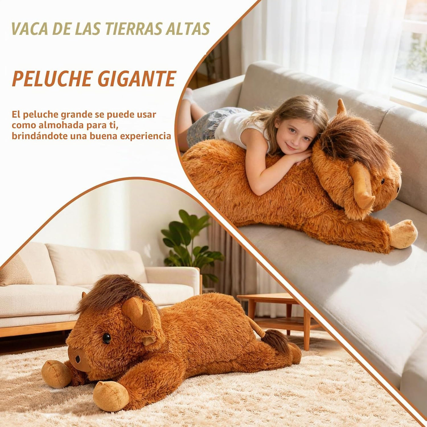 WDXDSOB Peluche de vaca gigante de las Highlands de 38.5 pulgadas m...