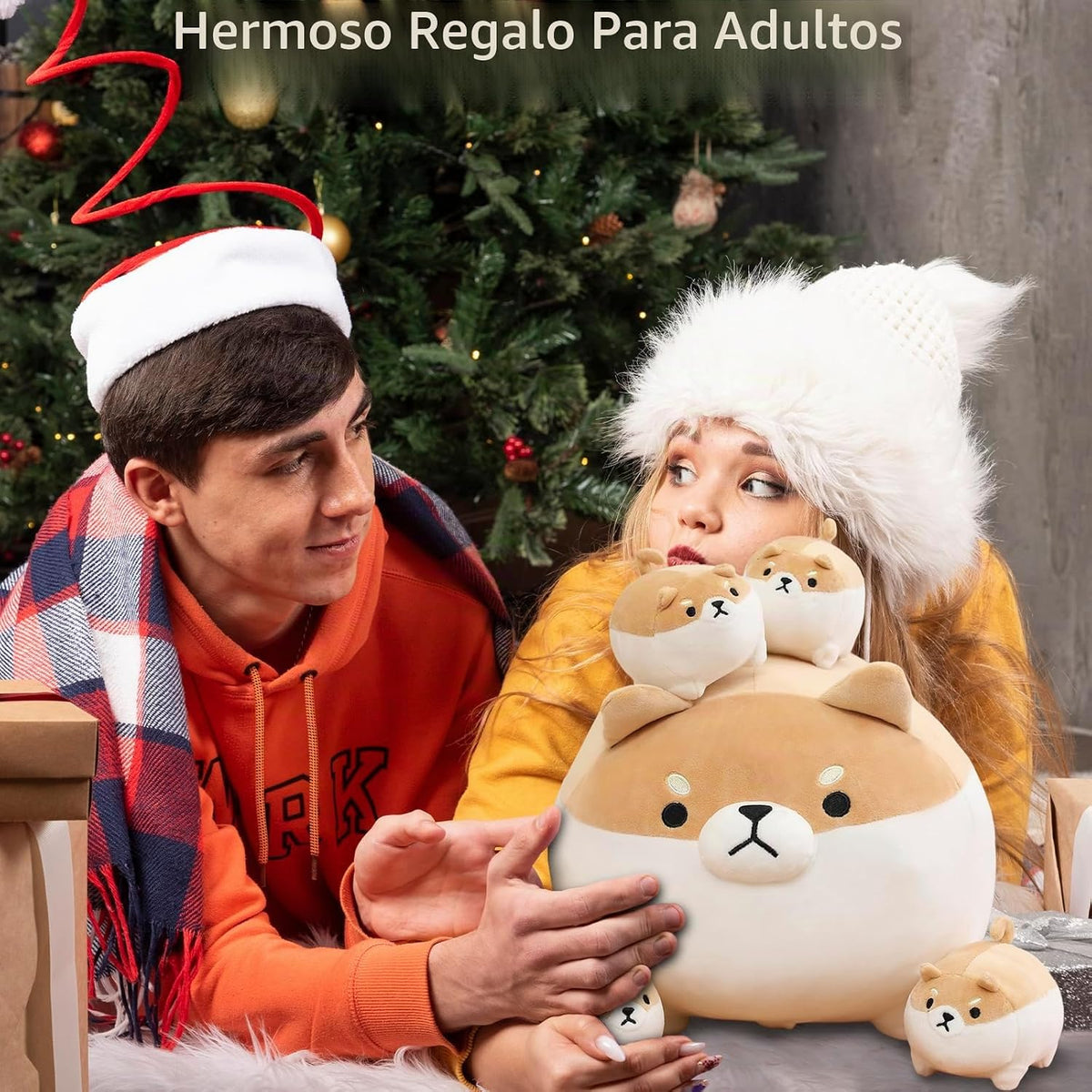 SQEQE Juguete de peluche Shiba Inu con 4 peluches de Shiba Inu en s...