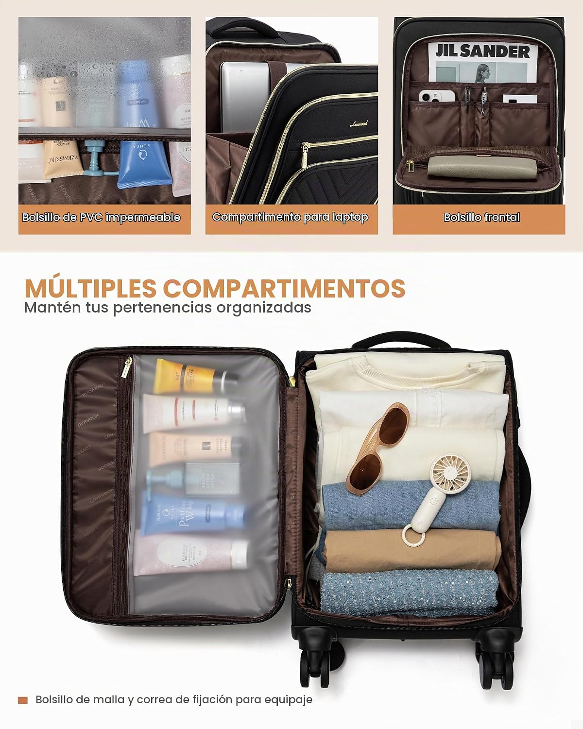 LOVEVOOK Equipaje de Mano de 22x14x9 Pulgadas Aprobado por Aerolíne...