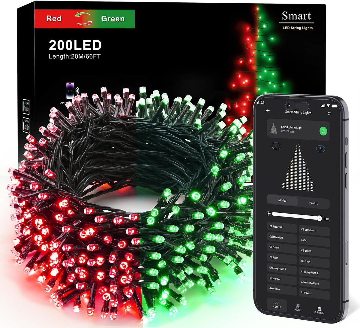 Brizled - Luces de Navidad inteligentes, 66 pies \/ 20 metros, 200...