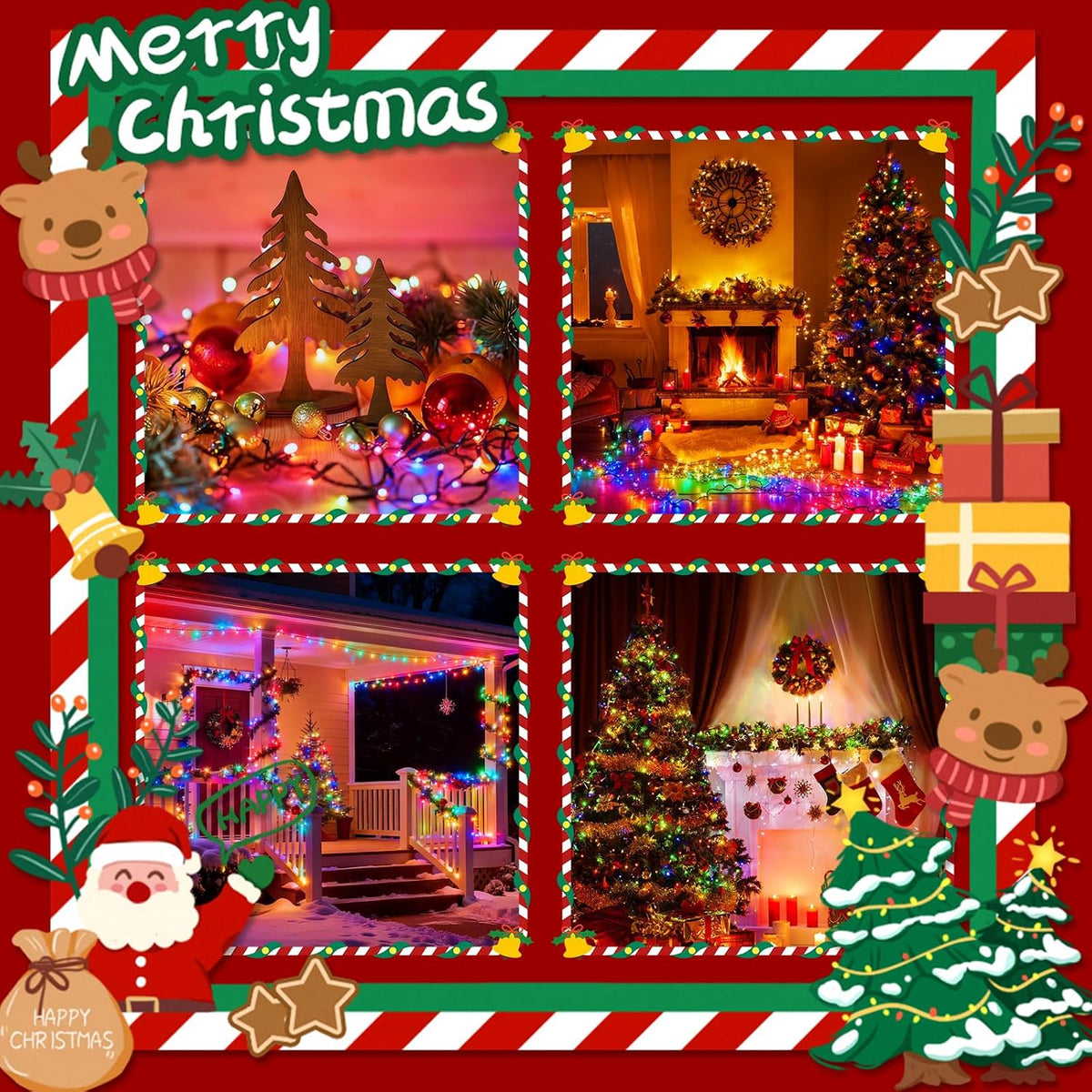 Tira de luces de Navidad con control por voz, 88 pies, 240 luces LE...