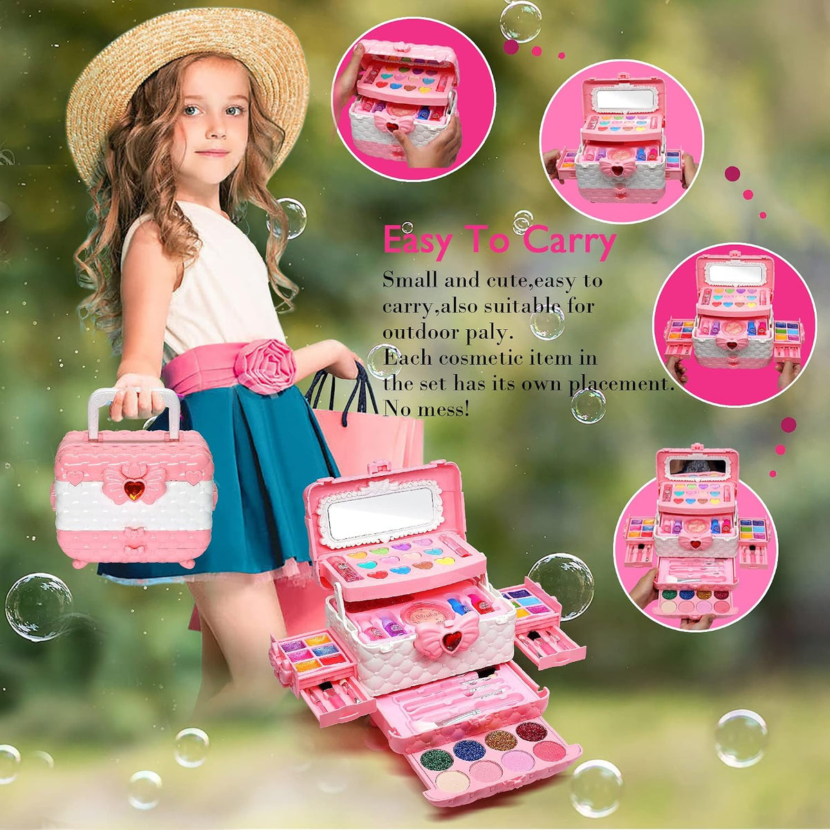 Set de maquillaje para niñas - Juguetes de princesa lavables, regal...