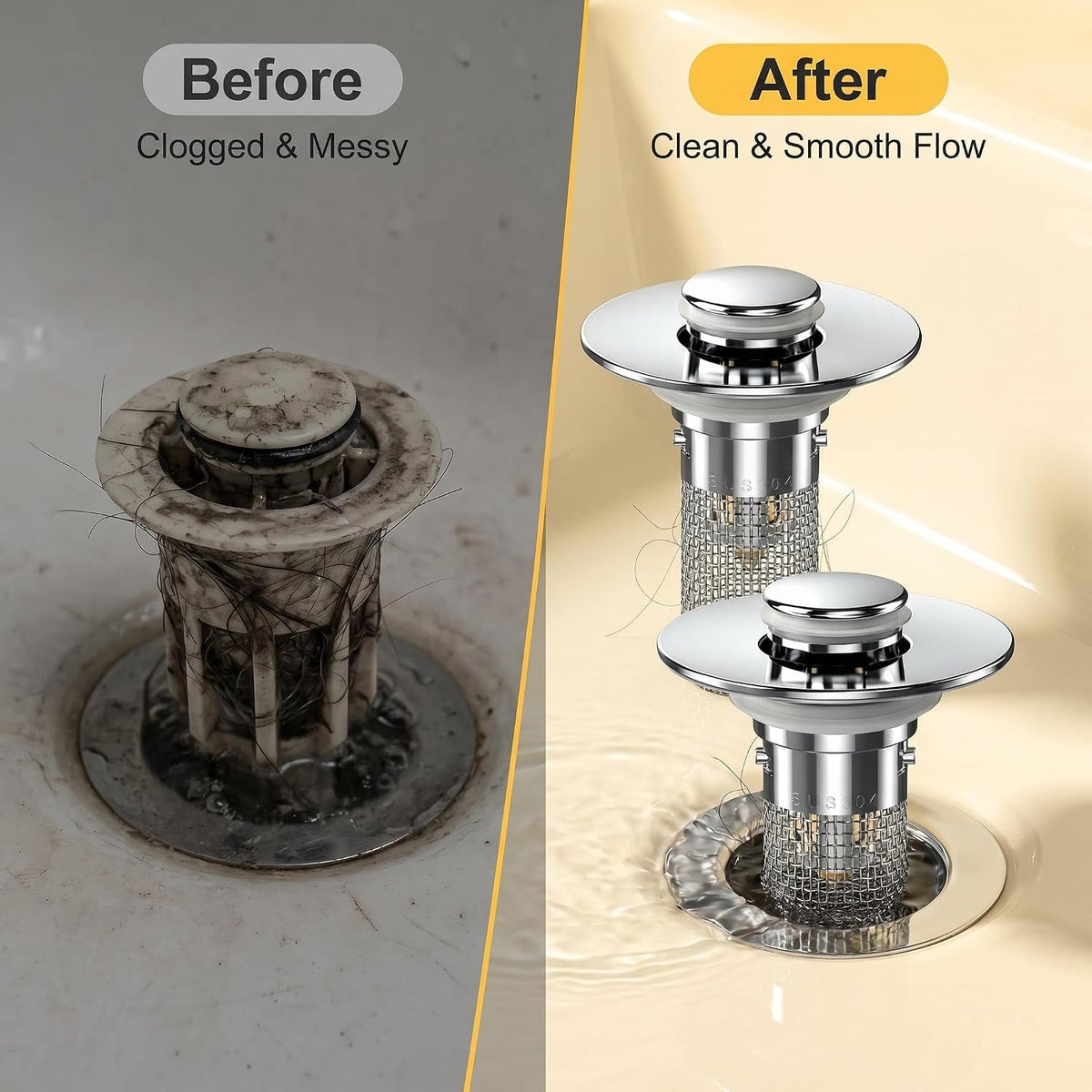 Paquete de 2 tapones universales de drenaje para fregadero de baño,...