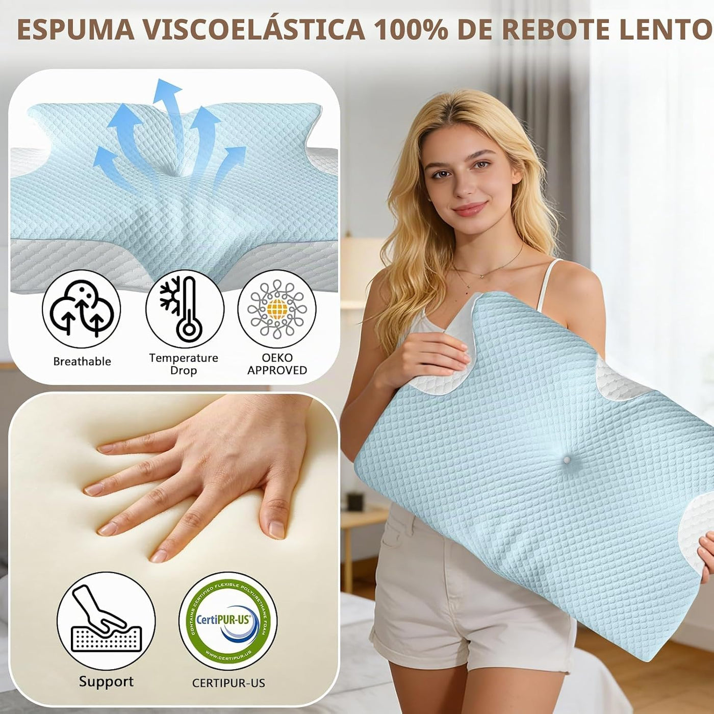 Almohada cervical ergonómica para aliviar el dolor de cuello, almoh...