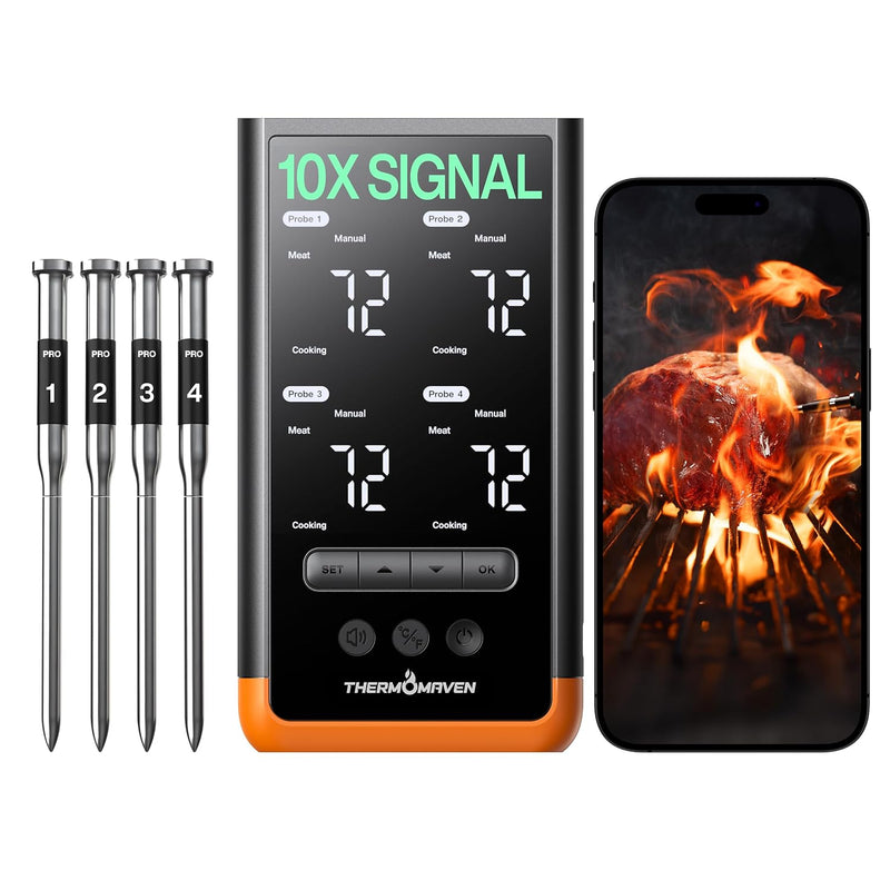 Termómetro inalámbrico para carne ThermoMaven Sub-1G, termómetro Wi...