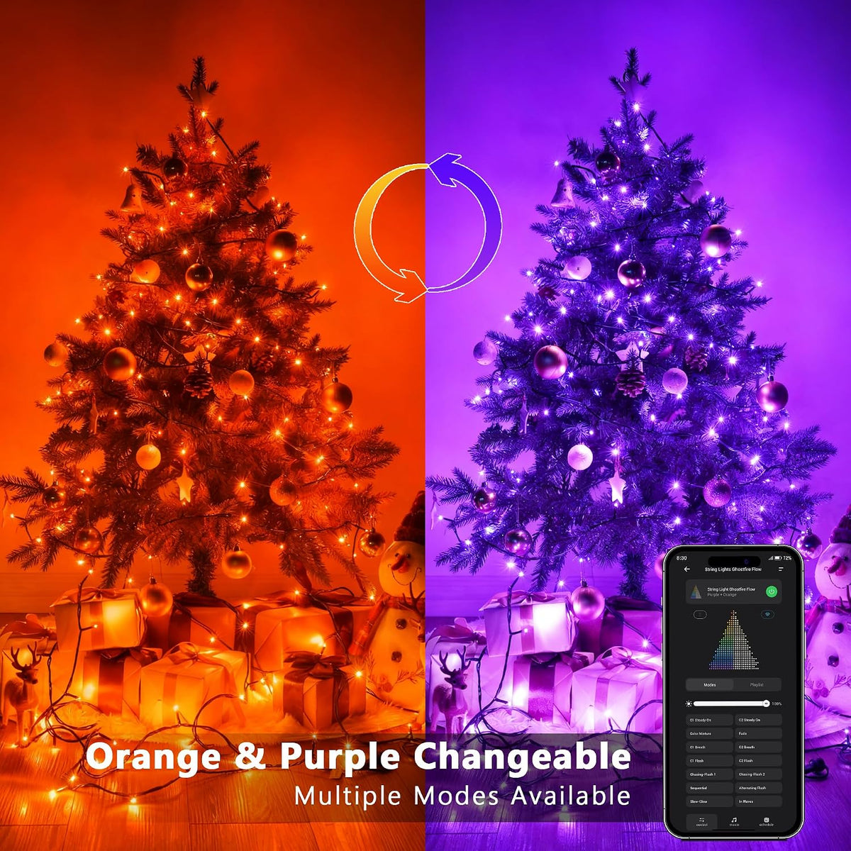 Brizled Luces inteligentes de Halloween, 300 luces LED de 98 pies d...