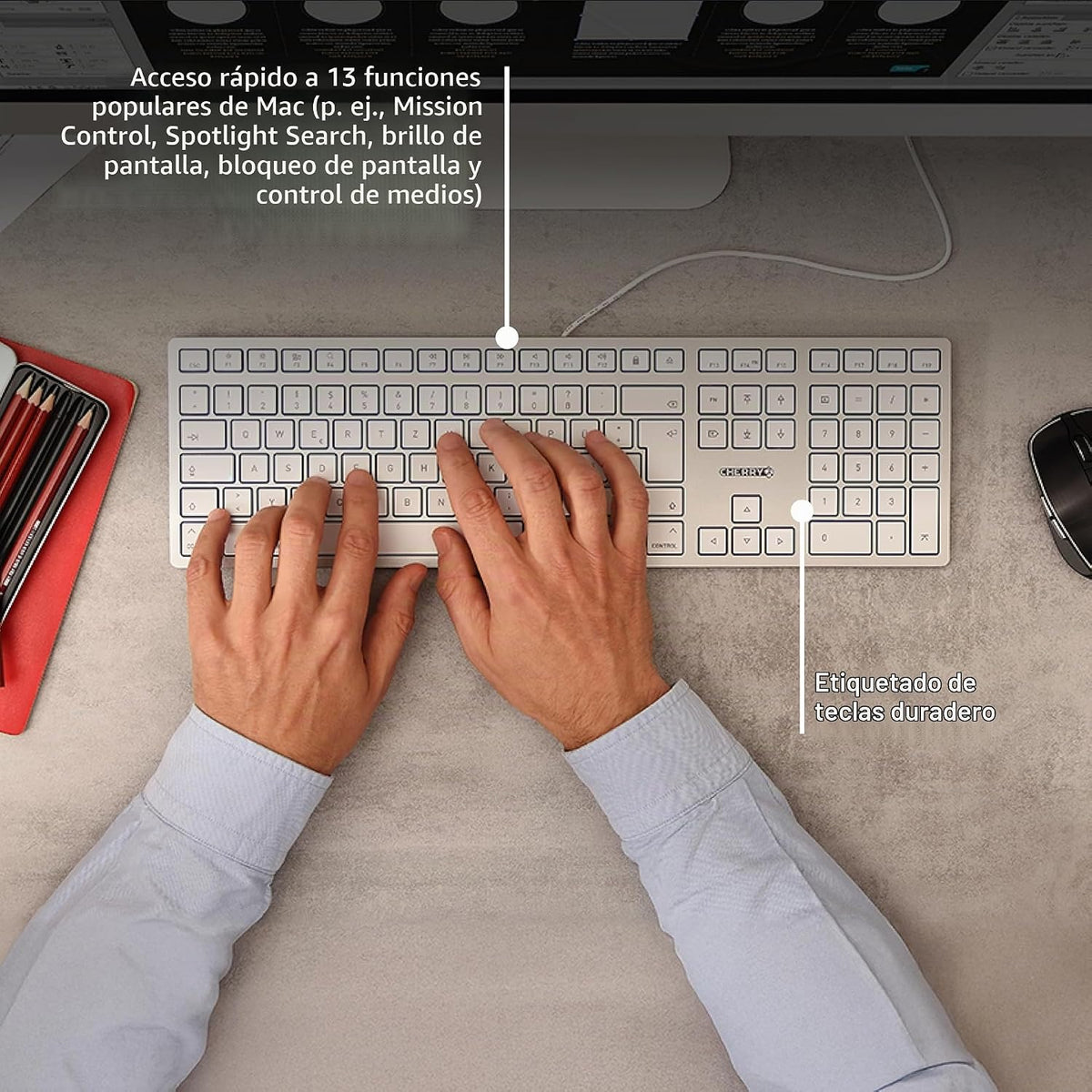 Cherry KC 6000C para MAC, teclado Mac con cable con teclado numéric...