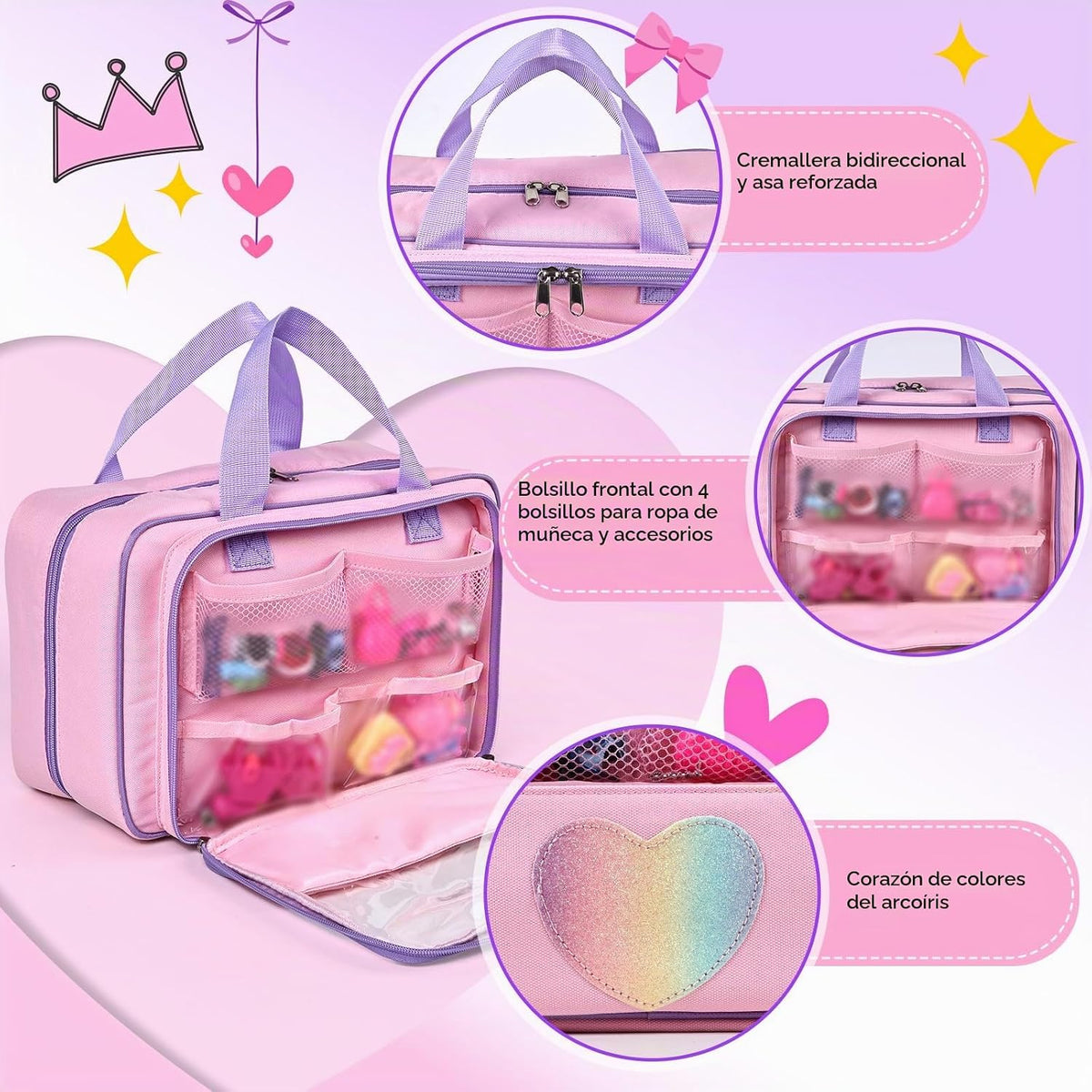Craflakow Funda de transporte compatible con muñecas Barbie de 12 p...
