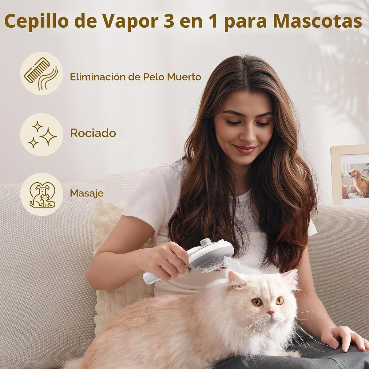 Pecute Cepillo de Gato con Vapor, Cepillo de Vapor para Gato Autoli...