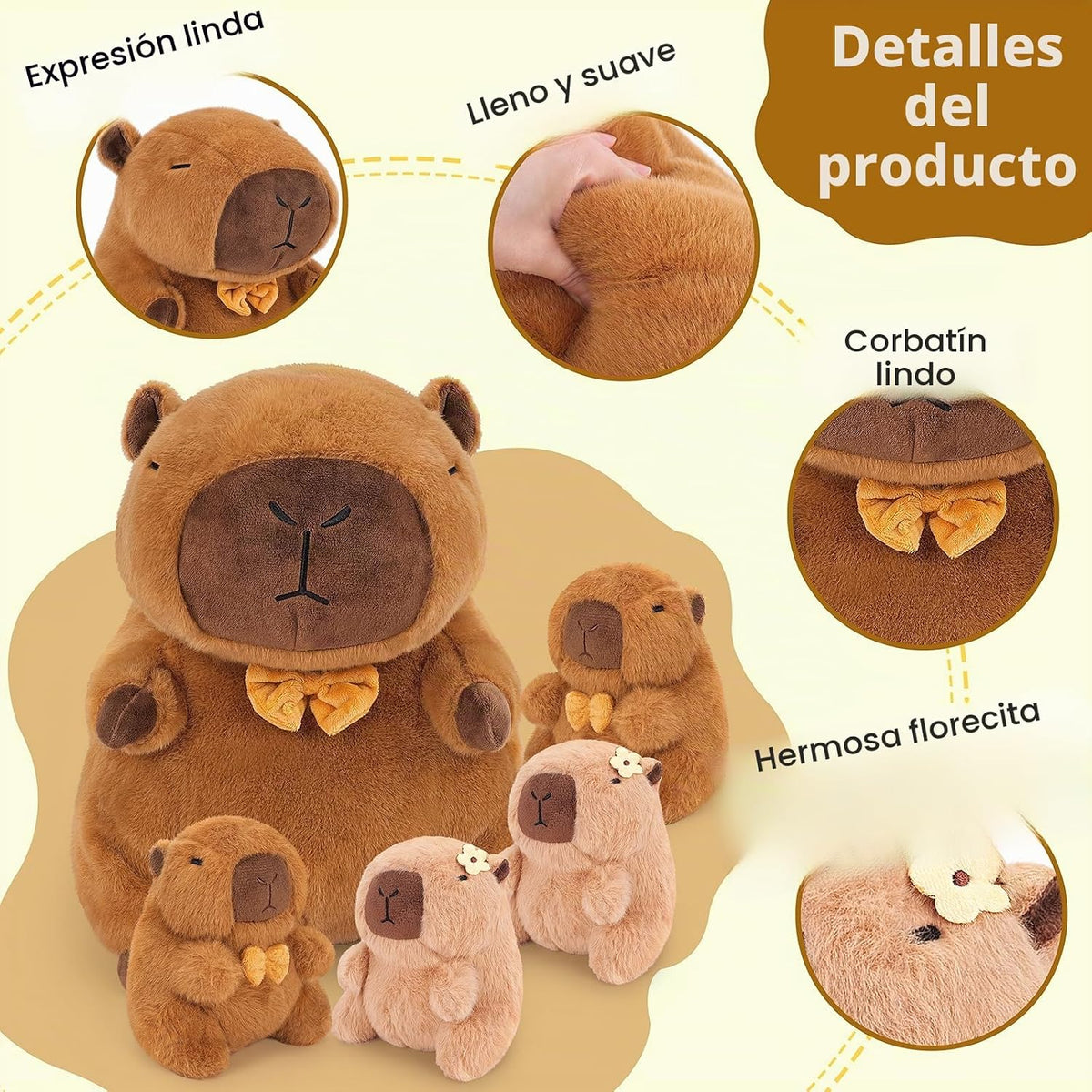 Achwishap 5 piezas de peluche Capybara de 16 pulgadas, mamá y 4 beb...