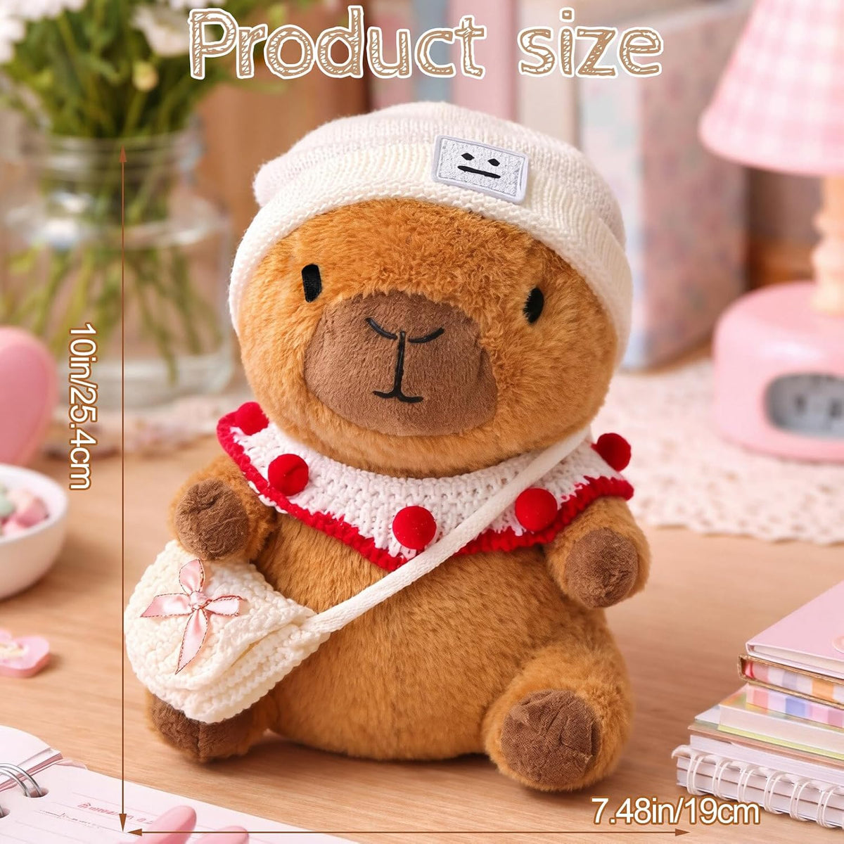 TITQWOP Juguete de peluche Capybara marrón de 10.2 pulgadas con 9 p...