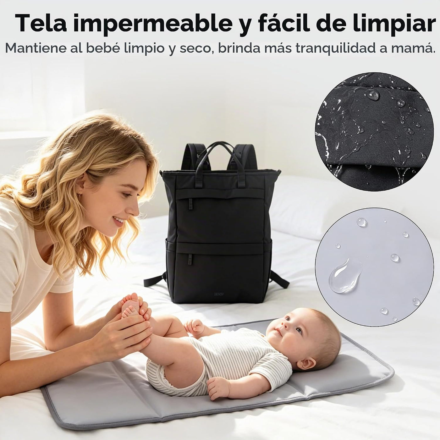 Allovely Mochila para pañales, bolsa de pañales grande para bebé co...
