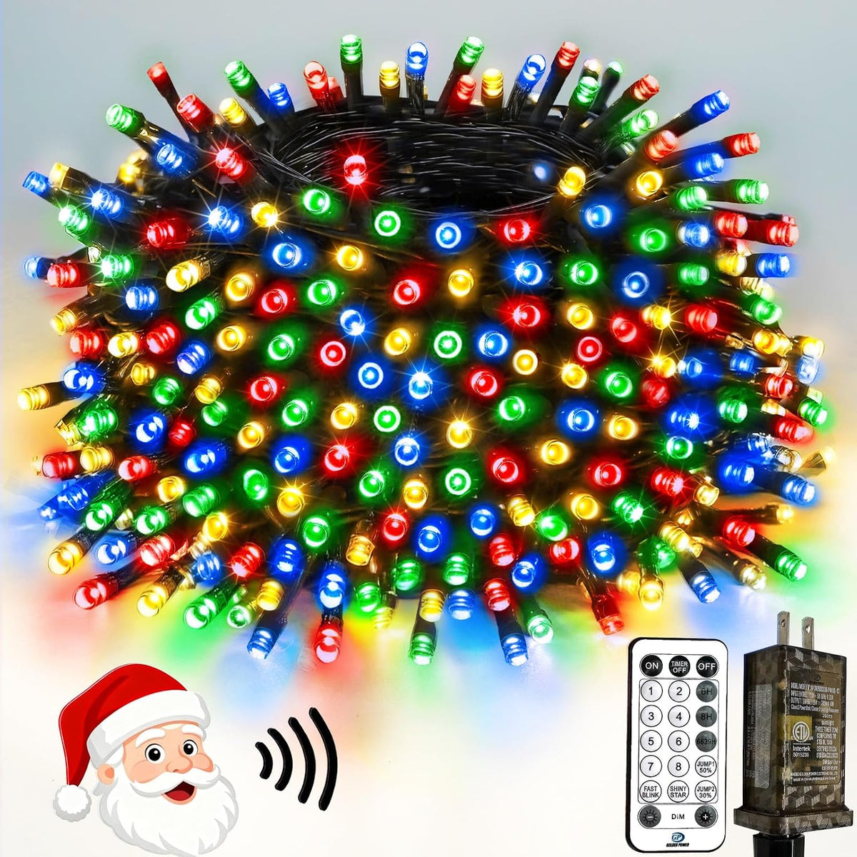 Guirnalda de luces navideñas de 400 LED, 132 pies, controladas por...
